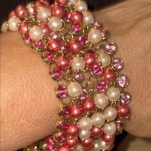Vintage Pearl and Crystal Bracelet gold tone
